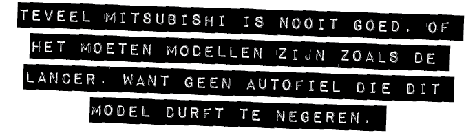 TEVEEL MITSUBISHI IS NOOIT GOED, OF HET MOETEN MODELLEN ZIJN ZOALS DE LANCER. WANT GEEN AUTOFIEL DIE DIT MODEL DURFT ...