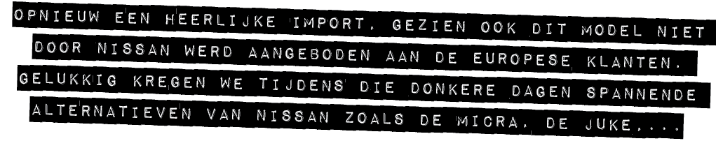 OPNIEUW EEN HEERLIJKE IMPORT, GEZIEN OOK DIT MODEL NIET DOOR NISSAN WERD AANGEBODEN AAN DE EUROPESE KLANTEN. GELUKKIG...
