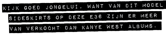 kijk goed jongelui, want van dit model sideskirts op deze E36 zijn er meer van verkocht dan kanye west albums. 