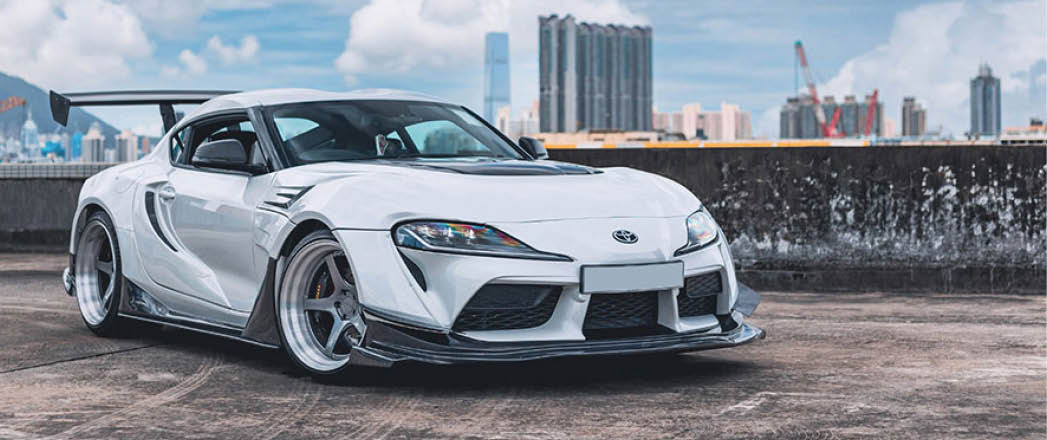 Toyota GR Supra on the Avant Garde SR11 in Gunmetal center with Brushed lip.