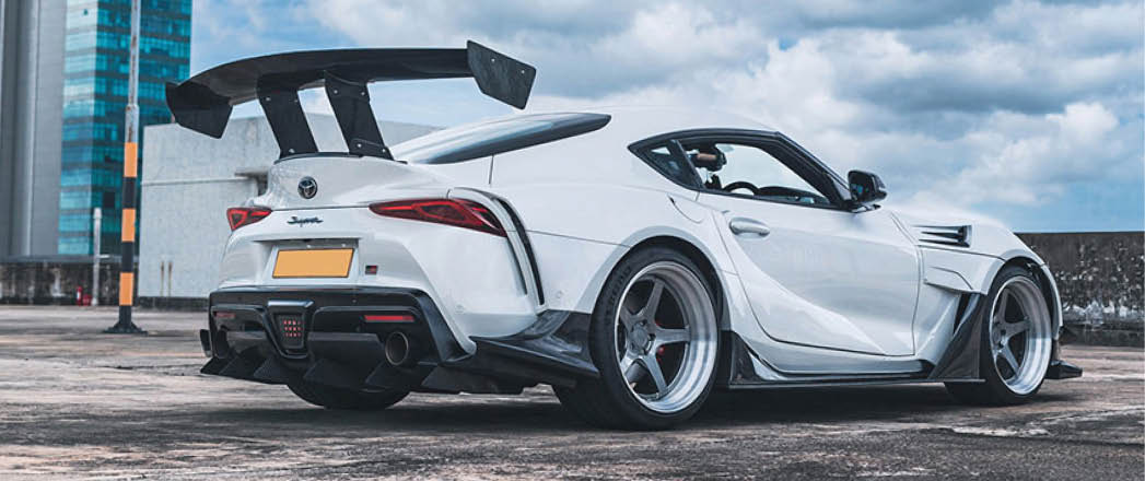 Toyota GR Supra on the Avant Garde SR11 in Gunmetal center with Brushed lip.