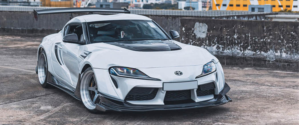 Toyota GR Supra on the Avant Garde SR11 in Gunmetal center with Brushed lip.