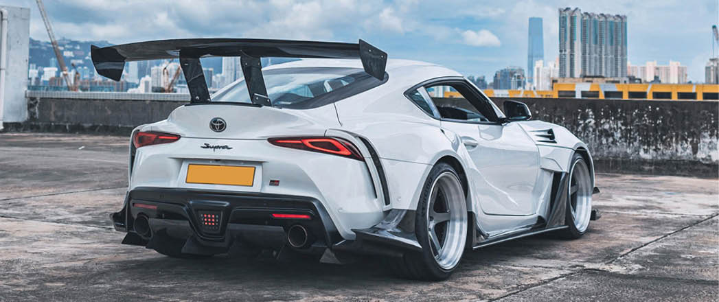 Toyota GR Supra on the Avant Garde SR11 in Gunmetal center with Brushed lip.