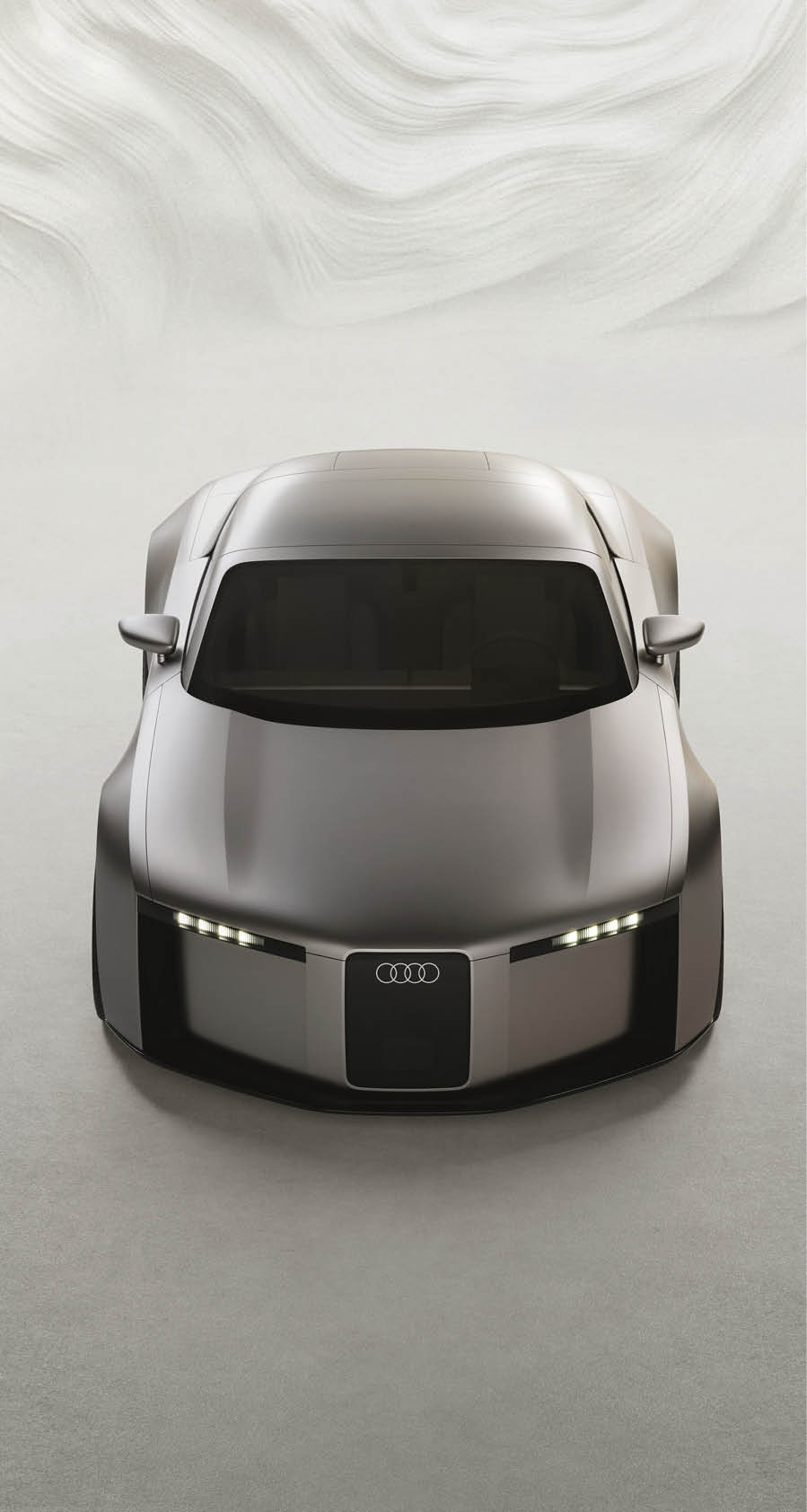 Static studio shot, exterior, frontal view