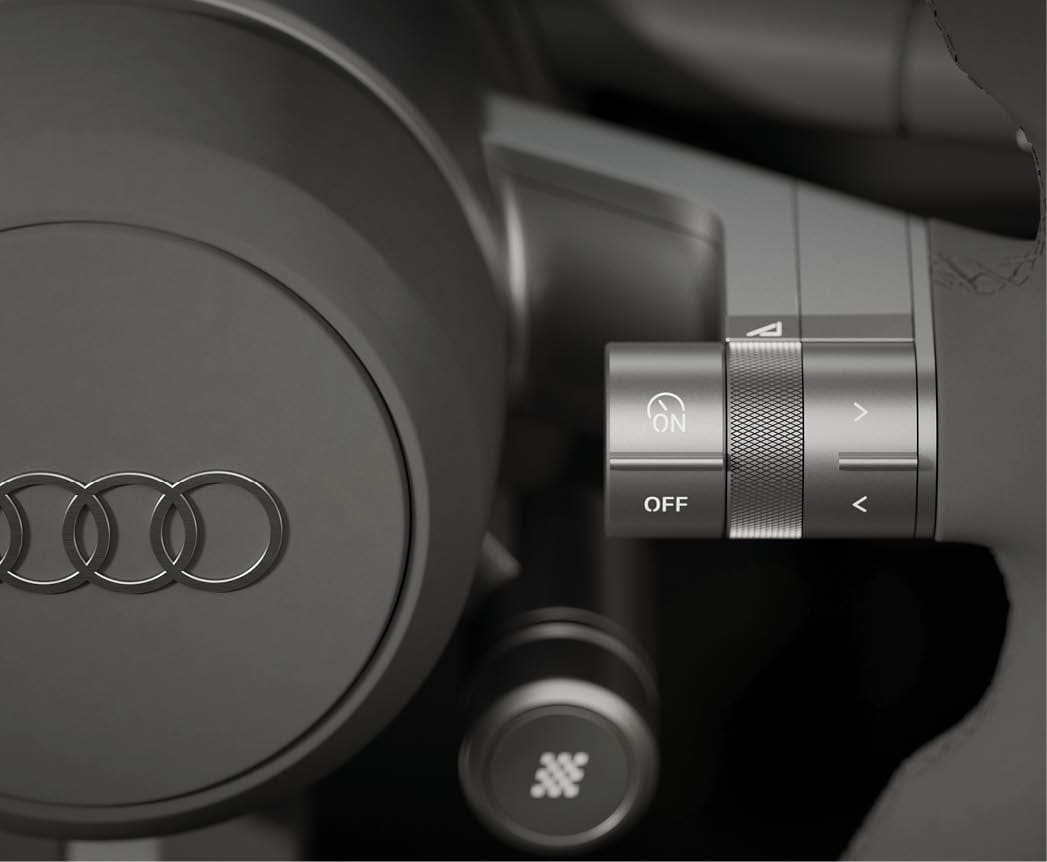 Static studio shot, interior, steering wheel detail